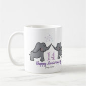 Mug 14e anniversaire de mariage ivoire éléphant mignon (Gauche)