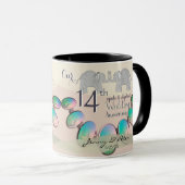Mug 14e anniversaire du Mariage Opals & Eléphants (Devant droit)
