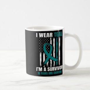 Mug 15 ans Cancer de l'ovaire Survivor Cadeaux Turquoi