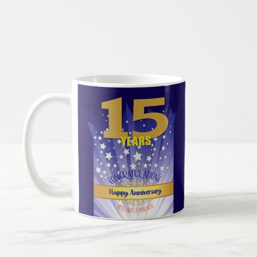 Mug 15 ans de récupération personnalisée Anniversaire  (Gauche)