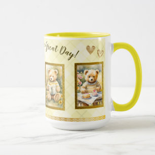 Mug 15 oz Mignonne Ours Teddy Jaune Grand Jour Amusant
