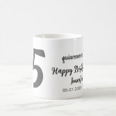 Mug 15e anniversaire ajouter nom date année noire modè (Centre)