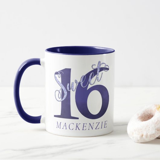 Mug 16 ans | Aquarelle violette Grunge et Parties scin (Avec donut)