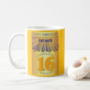 Mug 16 ans d'anniversaire sobre 12 Étapes Rayon Doré