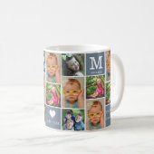 Mug 16 Photo Collage Nom de famille Citation Monogramm (Devant droit)