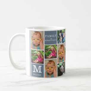 Mug 16 Photo Collage Nom de famille Citation Monogramm
