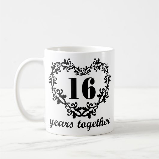 Mug 16ème Anniversaire 16 ans ensemble de coeur de (Gauche)