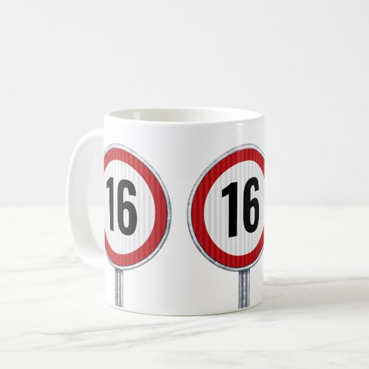 Mug 16th Birthday Speed Limit (Devant gauche)