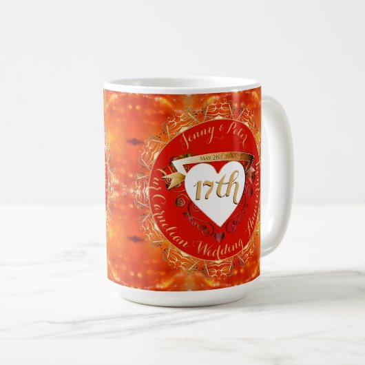 Mug 17e anniversaire de Mariage Carnelian (Devant droit)