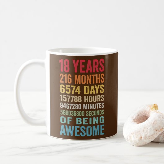 Mug 18 Ans 216 Mois D'Être Impressionnant 18e (Avec donut)