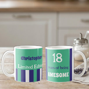 Mug 18 ans d'en être formidable nom vert violet