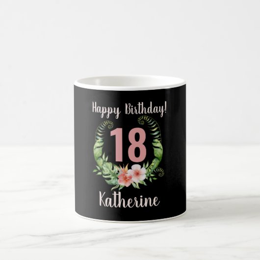 Mug 18e anniversaire Blush Pink Floral Name Co (Centre)