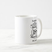 Mug 18e anniversaire du Mariage Roses noires et blanch (Devant droit)