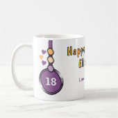 Mug 18e anniversaire nom violet orange (Gauche)
