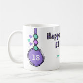 Mug 18e anniversaire nom violet vert (Gauche)