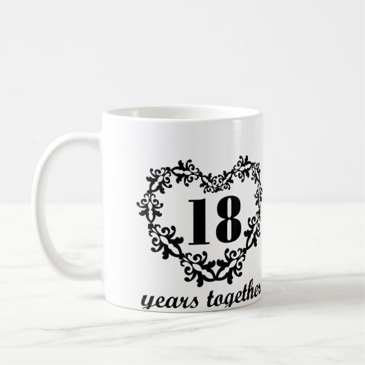 Mug 18ème Anniversaire 18 ans ensemble de coeur de (Gauche)