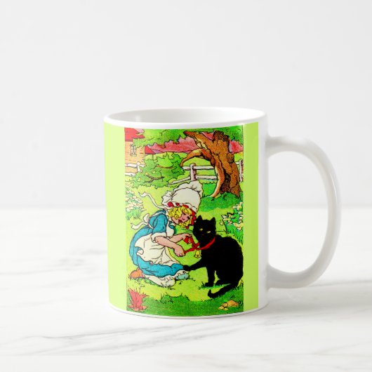 Mug 1905 petite fille met l'arc sur son chat noir (Droite)