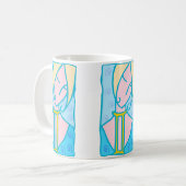 Mug 1920 Femme Gemini en bleu avec symbole (Devant gauche)