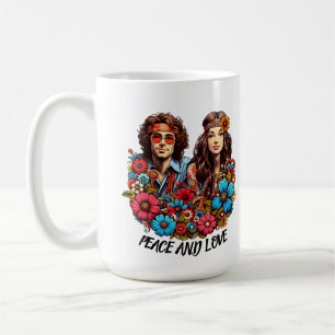 Mug 1960 Hippie Couple enfant à fleurs Peace & Love ar