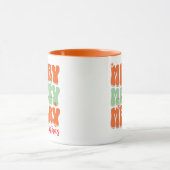 Mug 1960 Retro Super Orange Joyeux Noël Boho Nom (Centre)
