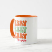 Mug 1960 Retro Super Orange Joyeux Noël Boho Nom (Devant gauche)