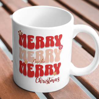 Mug 1960s Retro Super Rouge Joyeux Noël Nom du choeur
