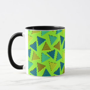 Mug 1980/90 Retro Neon Green Triangles Motif