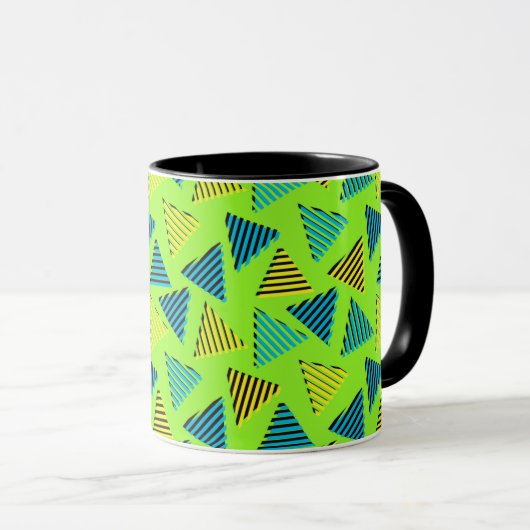 Mug 1980/90 Retro Neon Green Triangles Motif (Devant droit)