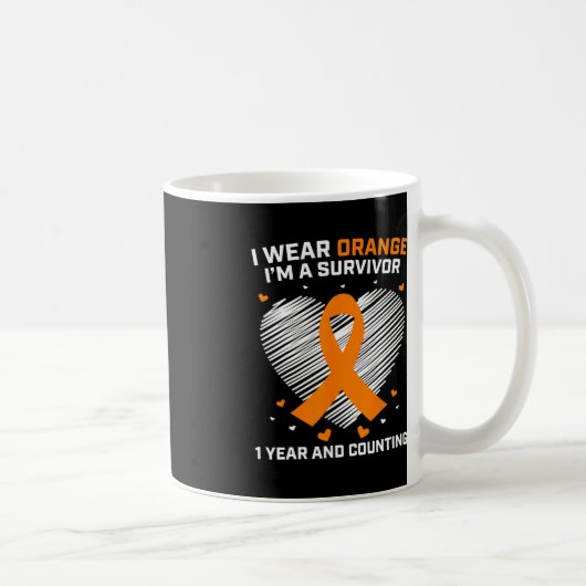 Mug 1 an Cancer Libre Leucémie Survivante Cadeaux Oran (Droite)