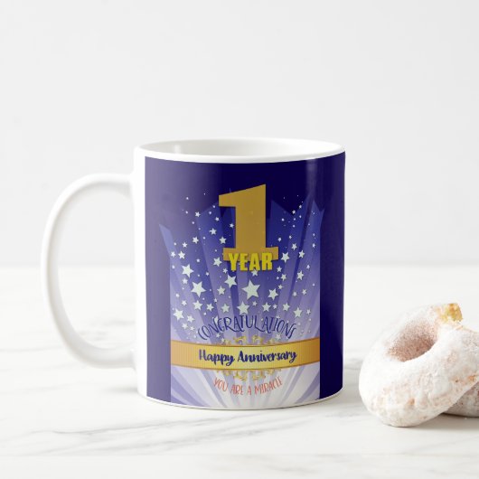 Mug 1 an CUSTOM Recovery Anniversaire Bold Numéros (Avec donut)