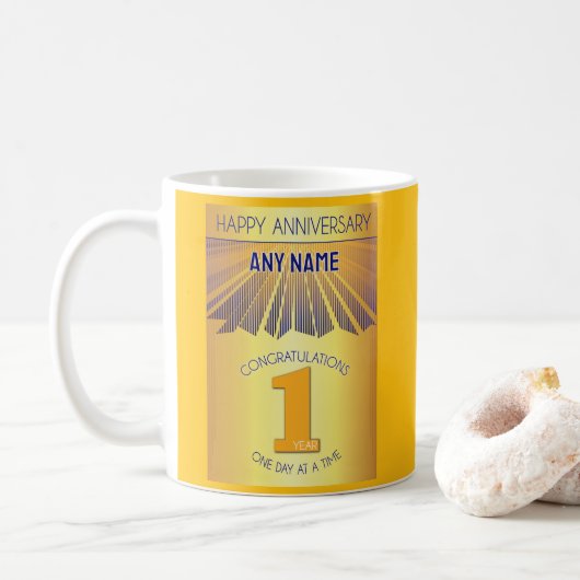 Mug 1 an d'abstinence | Rayon Doré 12 Étapes (Avec donut)