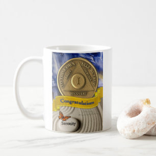 Mug 1 an NOM PERSONNALISÉ AA Anniversaire Sérénité