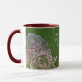 Mug 1 Chroniques 16:34 Bourgogne verte Écriture floral (Gauche)