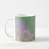 Mug 1 Chroniques 16:34 Écriture florale verte et rose (Gauche)