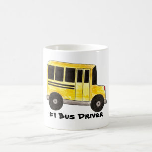 Mug #1 Conducteur de bus scolaire Jaune Enseignement