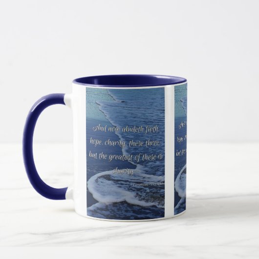 Mug 1 Corinthiens 13:13 Bible Écriture Pic Deux Tons (Gauche)