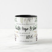 Mug 1 Corinthiens 13:13 Foi Espoir Aimer Floral Noir (Centre)
