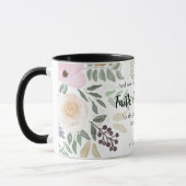 Mug 1 Corinthiens 13:13 Foi Espoir Aimer Floral Noir (Gauche)
