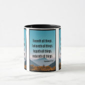 Mug 1 Corinthiens 13:7 Bible Écriture Pic Deux Tons (Centre)