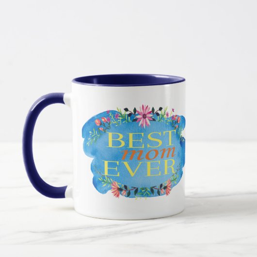 Mug 1 Cute Florale "Meilleure Maman Jamais" Imprimer M (Gauche)