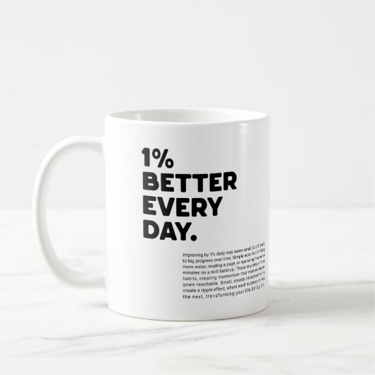 Mug 1% de mieux chaque jour de motivation (Gauche)