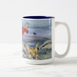 Mug (#1): Joanna Flying Over Animals Tweekleurige Koffiemok