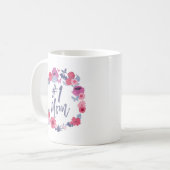 Mug #1 Maman Brosse Script Floral Papillon rose Wreath (Devant gauche)