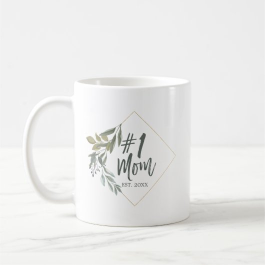 Mug #1 Maman Typographie Aquarelle Foliage Fête des Mè (Gauche)