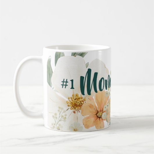 Mug #1 Mom Mothers Day Mug.  Elegant Spring Floral (Gauche)