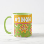Mug #1 MOM - Vert Fleur Rétro Jaune Numéro Un Maman (Gauche)