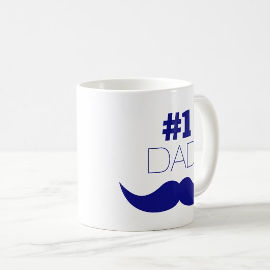 Mug #1 Papa Blue Mustache (Devant droit)