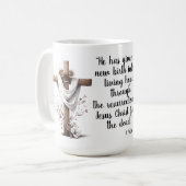 Mug 1 Peter 1:3 Living Hope Easter Scripture Art  (Devant gauche)