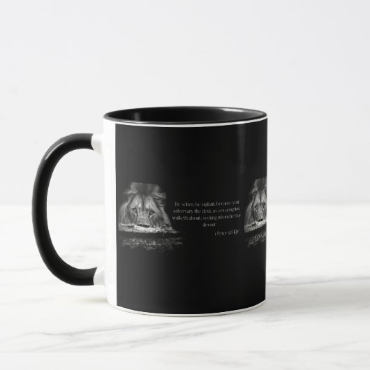 Mug 1 Pierre 5:8 KJV Bible Verse Deux Tons (Gauche)