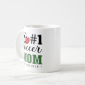 Mug #1 Soccer Mom Green Font Red Heart (Devant gauche)